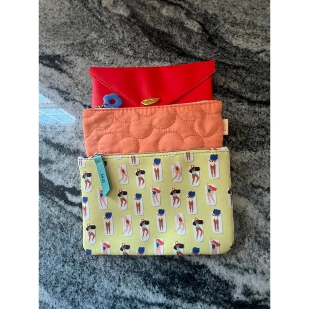 Ipsy‎ Makeup Bag Bundle Women Small Multicolor Excellent Glam Bag Trio Pouch Set
